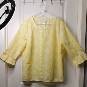 Alfred Dunner Yellow Floral Blouse